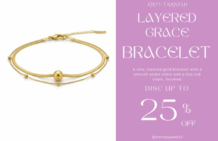 Anti-Tarnish Layered Gold Bracelet View 2 - Trendy Jewel