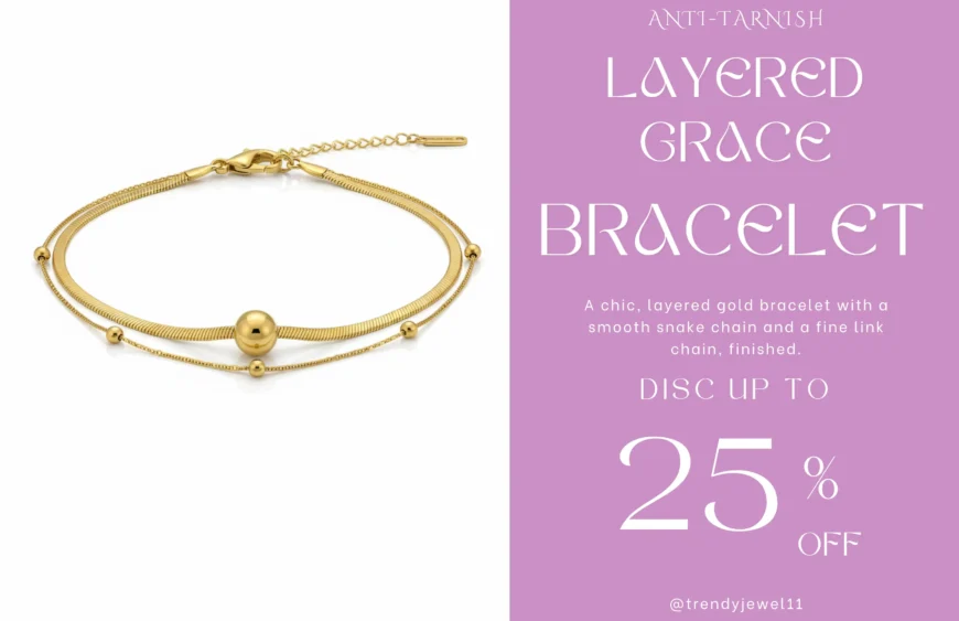 Anti-Tarnish Layered Gold Bracelet View 2 - Trendy Jewel