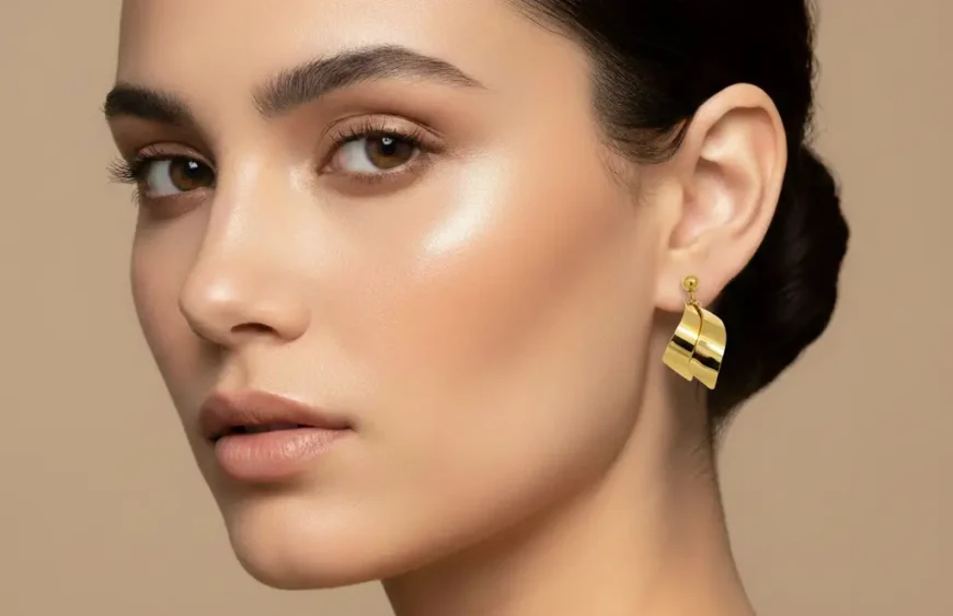 Gold Plated Swirl Design Earrings View 1 - Trendy Jewel