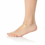 Gold-Plated Butterfly Charm Anklet with Diamond Accents | Trendy Jewel | Anti-Tarnish Jewellery for Women