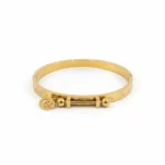 Gold Plated Charm Bar Bangle | Trendy Jewel | Anti-Tarnish Jewellery for Women | Engraved Band Design