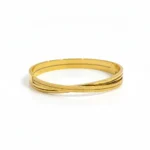 Gold Plated Crossover Engraved Bangle | Trendy Jewel | Anti-Tarnish Jewellery for Women | Minimal High-Polish Design