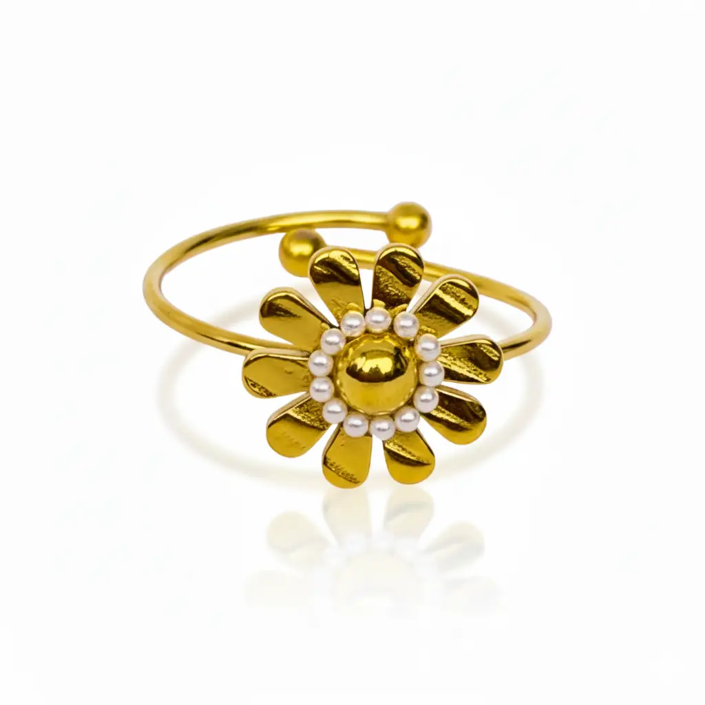 Gold-Plated Daisy Adjustable Ring | Trendy Jewel | Anti-Tarnish Jewellery for Women