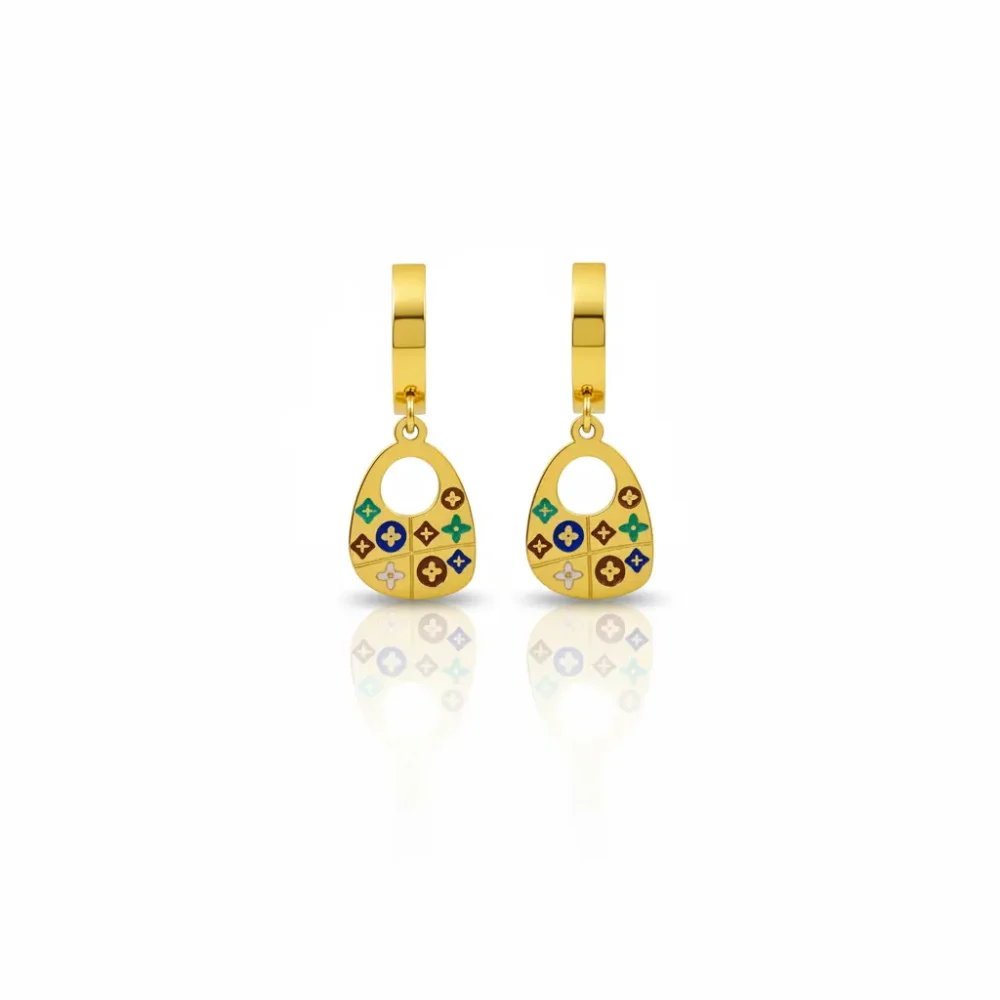 Gold Plated Designer Earrings | Trendy Jewel | Colorful Patterned Charm