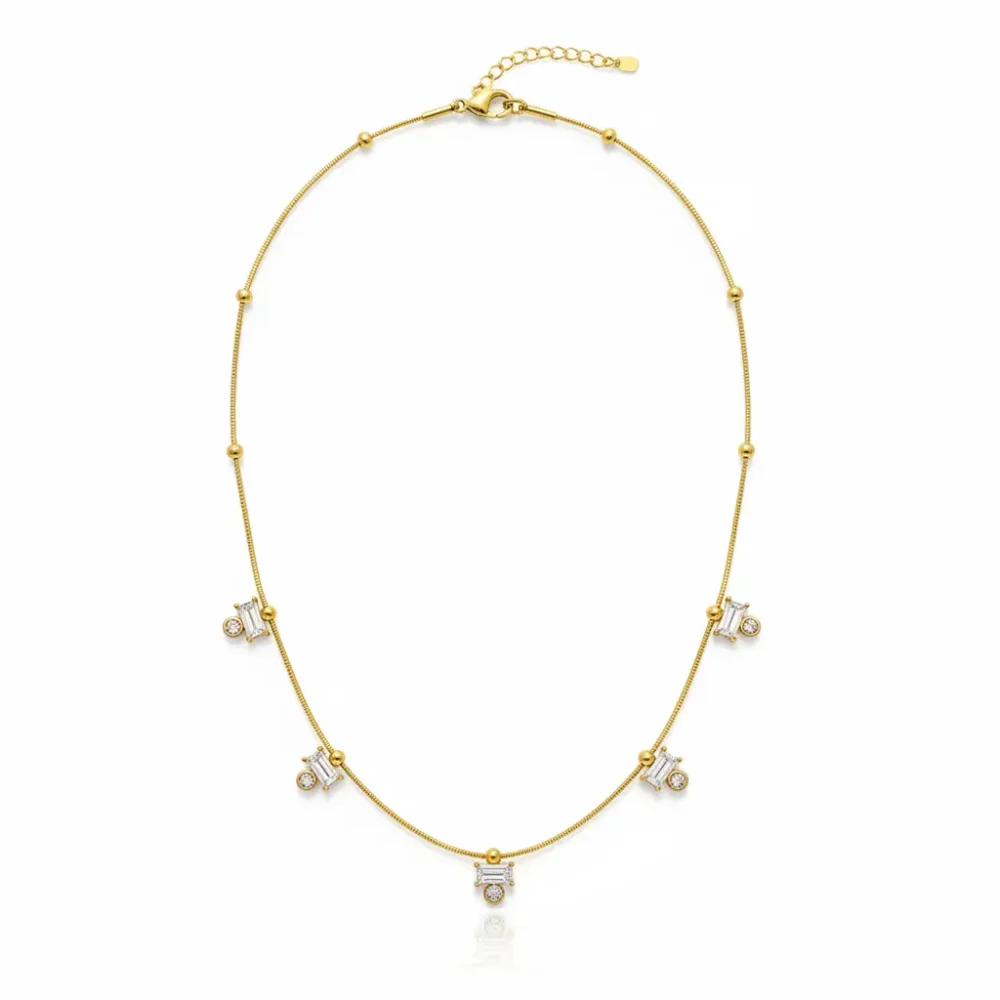 Trendy Jewel | Anti-Tarnish Gold Necklace | Diamond-Cluster Design | Premium Jewelry