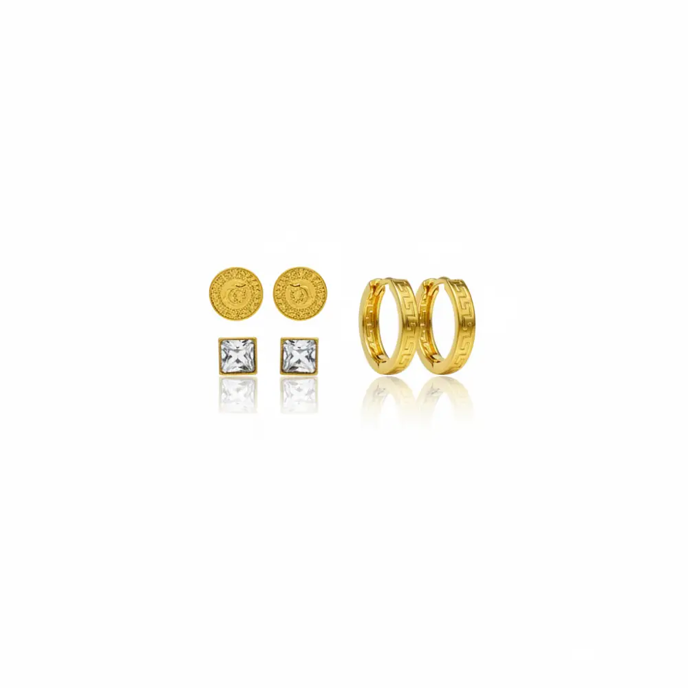 Gold-Plated Earring Set | Trendy Jewel | Anti-Tarnish Jewellery for Women