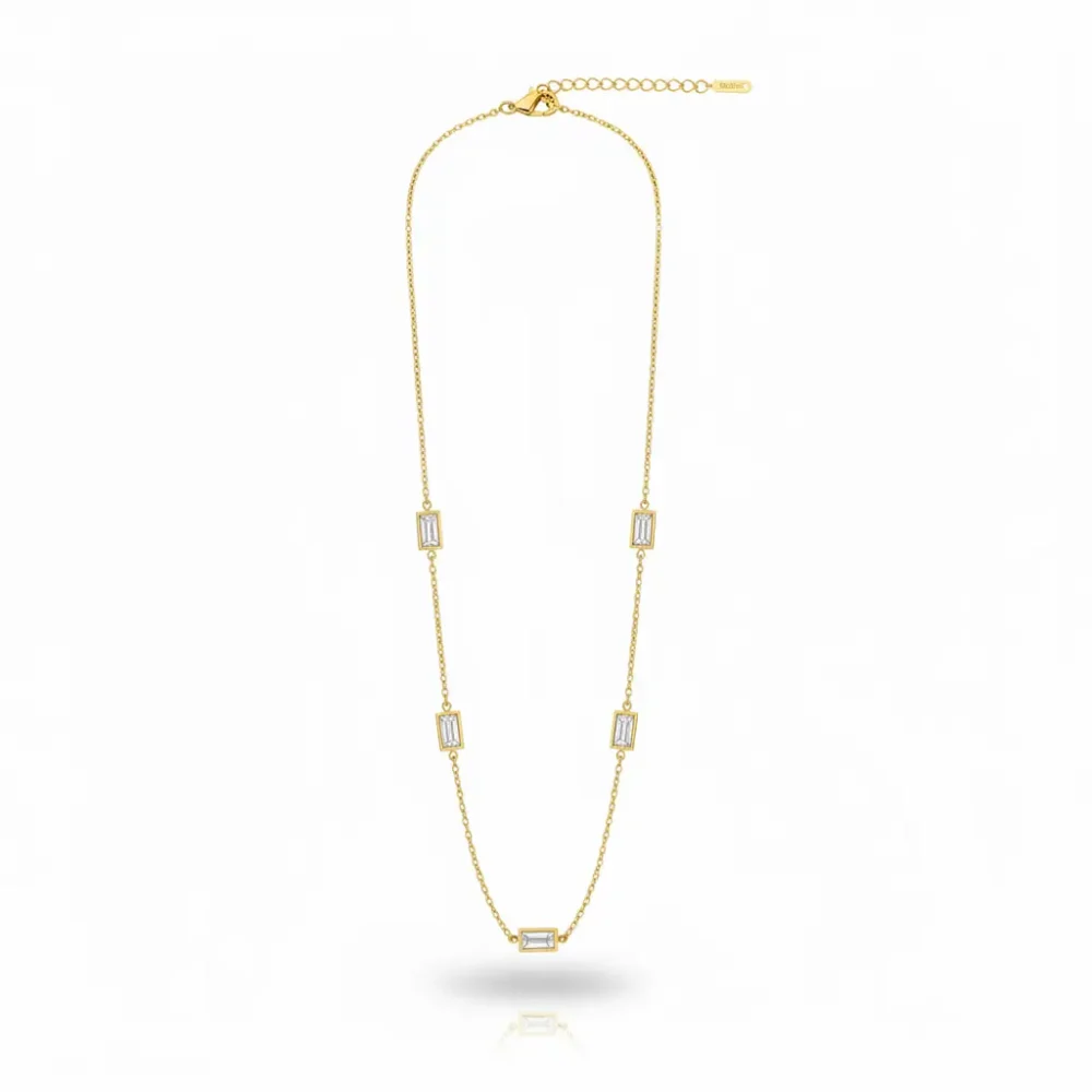 Trendy Jewel | Anti-Tarnish Gold Necklace | Elegant Rectangular Pendant | Premium Jewelry