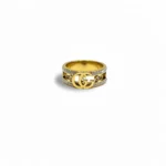 Gold Plated Emblem Open Band Ring | Trendy Jewel | Anti-Tarnish Jewellery for Women | CZ Pavé Edges