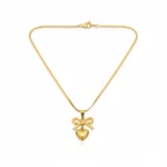 Trendy Jewel | Anti-Tarnish Gold Necklace | Heart Pendant with Bow | Premium Quality Jewelry