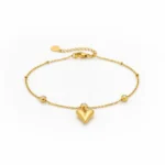Gold-Plated Heart Charm Anklet with Diamond Accents | Trendy Jewel | Anti-Tarnish Jewellery for Women