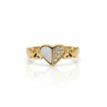 Mother of Pearl Heart Ring | Trendy Jewel | Anti-Tarnish Gold Plated | Crystal Studded | Adjustable, Skin-Friendly Jewellery for Women