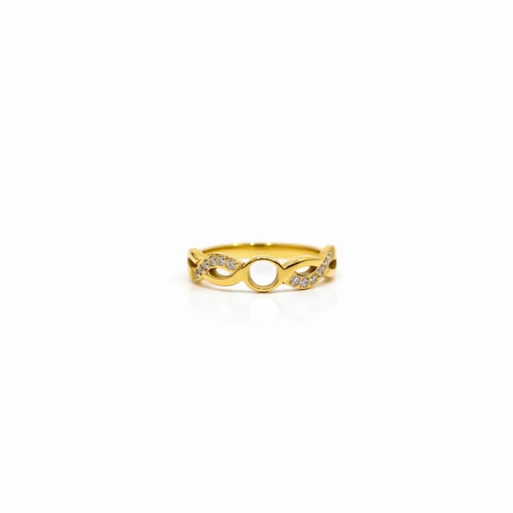 Gold Plated Infinity Swirl Ring | Trendy Jewel | Anti-Tarnish Jewellery for Women | CZ Accents | Delicate Openwork Band