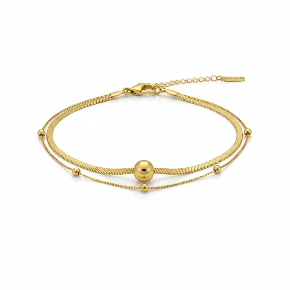 Anti-Tarnish Layered Gold Bracelet | Trendy Jewel | Adjustable Chain | Nickel-Free, Skin-Friendly | Daily Wear for Women