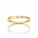 Gold Plated Minimal Pave Bangle Bracelet | Trendy Jewel | Anti-Tarnish Jewellery for Women | Modern Sleek Design