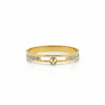 Gold Plated Open-Bar Emblem Bangle | Trendy Jewel | Anti-Tarnish Jewellery for Women | CZ Pavé Sides