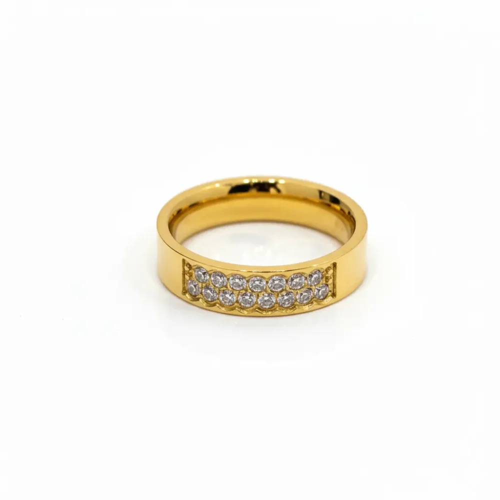 Gold Plated Pave Band Ring | Trendy Jewel | Anti-Tarnish Jewellery for Women | CZ Stone Setting