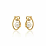 Gold Plated Pearl Earrings with Diamond-Like Stones | Trendy Jewel | Anti-Tarnish Jewellery for Women