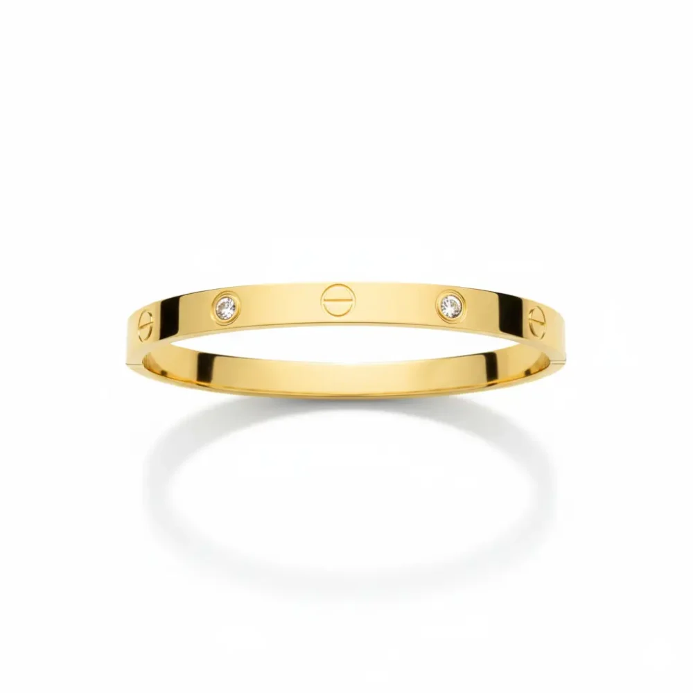 Gold Plated Screw Motif Bangle | Trendy Jewel | Anti-Tarnish Jewellery for Women | CZ Accents