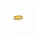 Gold Plated Screw Motif Pavé Ring | Trendy Jewel | Anti-Tarnish Jewellery for Women | CZ Band