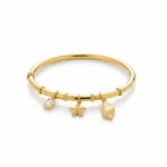 Gold Plated Sea Charm Bangle Bracelet | Trendy Jewel | Anti-Tarnish, Nickel-Free | Starfish, Shell & Crystal Charms | For Women & Girls