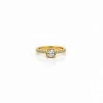 Gold Plated Solitaire Ring with Diamond-Like Stones | Trendy Jewel | Anti-Tarnish Jewellery for Women