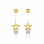 Gold Plated Star Earrings | Trendy Jewel | Heart Design with Sparkling Stones