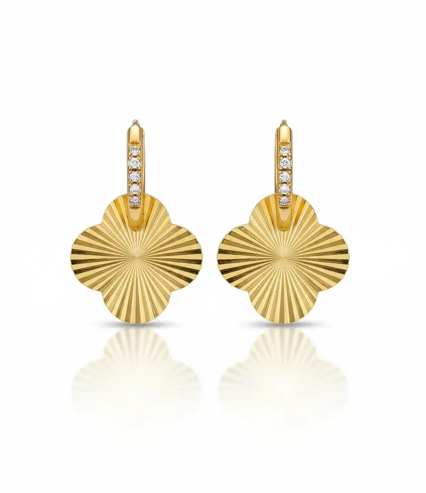 Gold Plated Starburst Earrings with Diamond-Like Stones | Trendy Jewel | Anti-Tarnish Jewellery for Women