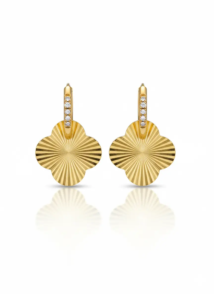 Gold Plated Starburst Earrings with Diamond-Like Stones | Trendy Jewel | Anti-Tarnish Jewellery for Women