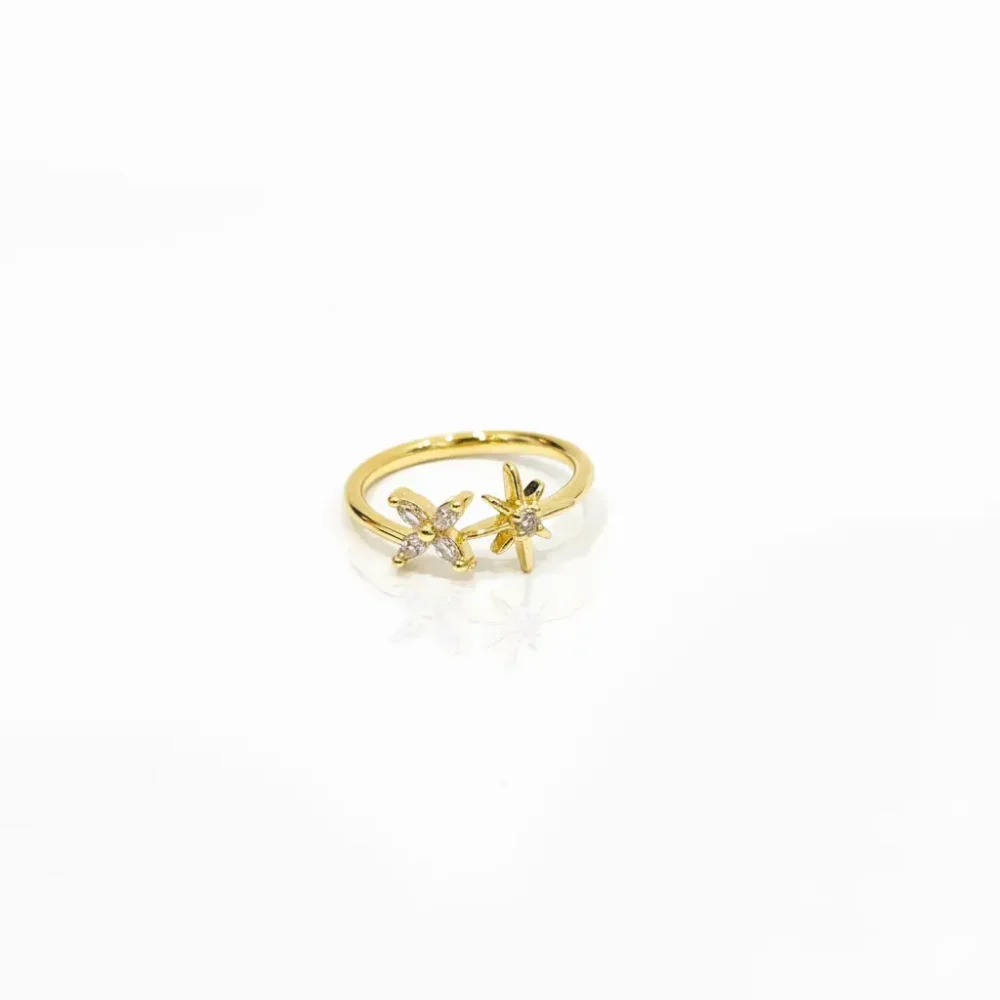 Gold Plated Starflower Ring | Trendy Jewel | Anti-Tarnish Jewellery for Women