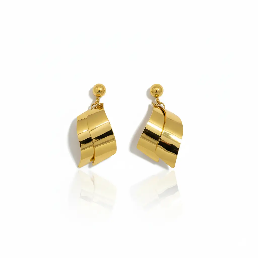 Gold Plated Swirl Design Earrings - Trendy Jewel