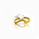 Gold Plated Wave Open Ring | Trendy Jewel | Anti-Tarnish Jewellery for Women | CZ Accent Band