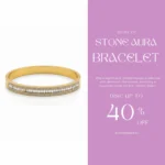 Gold Plated Bangle with Diamond-Like Stones | Trendy Jewel | Anti-Tarnish Jewellery for Women