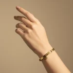 Gold Plated Charm Bar Bangle | Trendy Jewel | Anti-Tarnish Jewellery for Women | Engraved Band Design