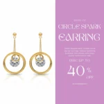 Gold Plated Circle Design Earrings with Diamond-Like Stones | Trendy Jewel | Anti-Tarnish Jewellery for Women
