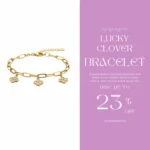 Gold Plated Clover Charm Link Bracelet | Trendy Jewel | Anti-Tarnish Jewelry for Women | Adjustable Nickel-Free