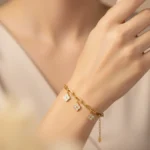 Gold Plated Clover Charm Link Bracelet | Trendy Jewel | Anti-Tarnish Jewelry for Women | Adjustable Nickel-Free