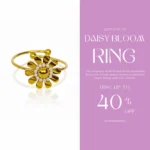Gold-Plated Daisy Adjustable Ring | Trendy Jewel | Anti-Tarnish Jewellery for Women