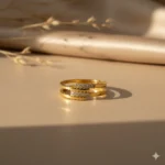 Gold-Plated Double Band Ring with Diamond Accents | Trendy Jewel | Anti-Tarnish Jewellery for Women