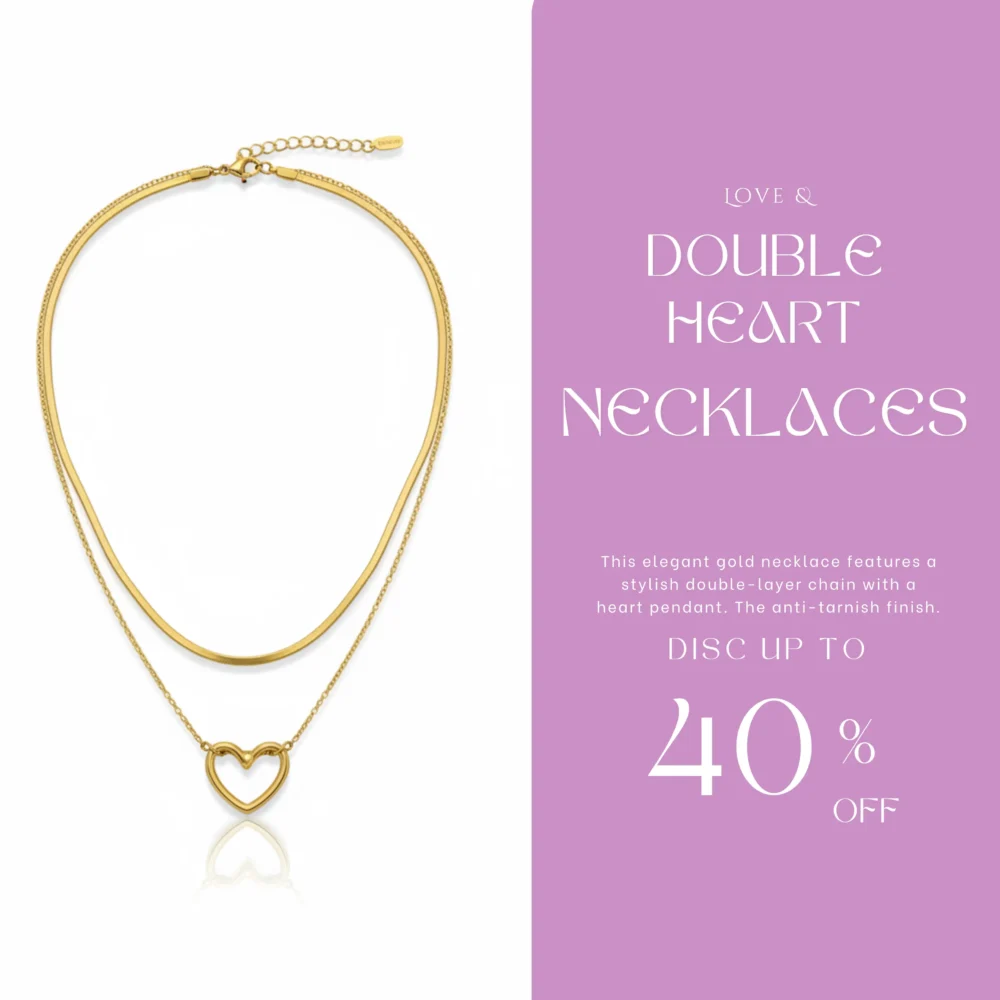Trendy Jewel | Anti-Tarnish Gold Necklace | Double Layer Heart Pendant | Premium Jewelry