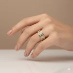 Gold Plated Double Row CZ Band Ring | Trendy Jewel | Anti-Tarnish Jewellery for Women | Princess-Cut Channel Setting