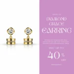 Gold Plated Earrings with Diamond Accent | Trendy Jewel | Elegant and Chic Design