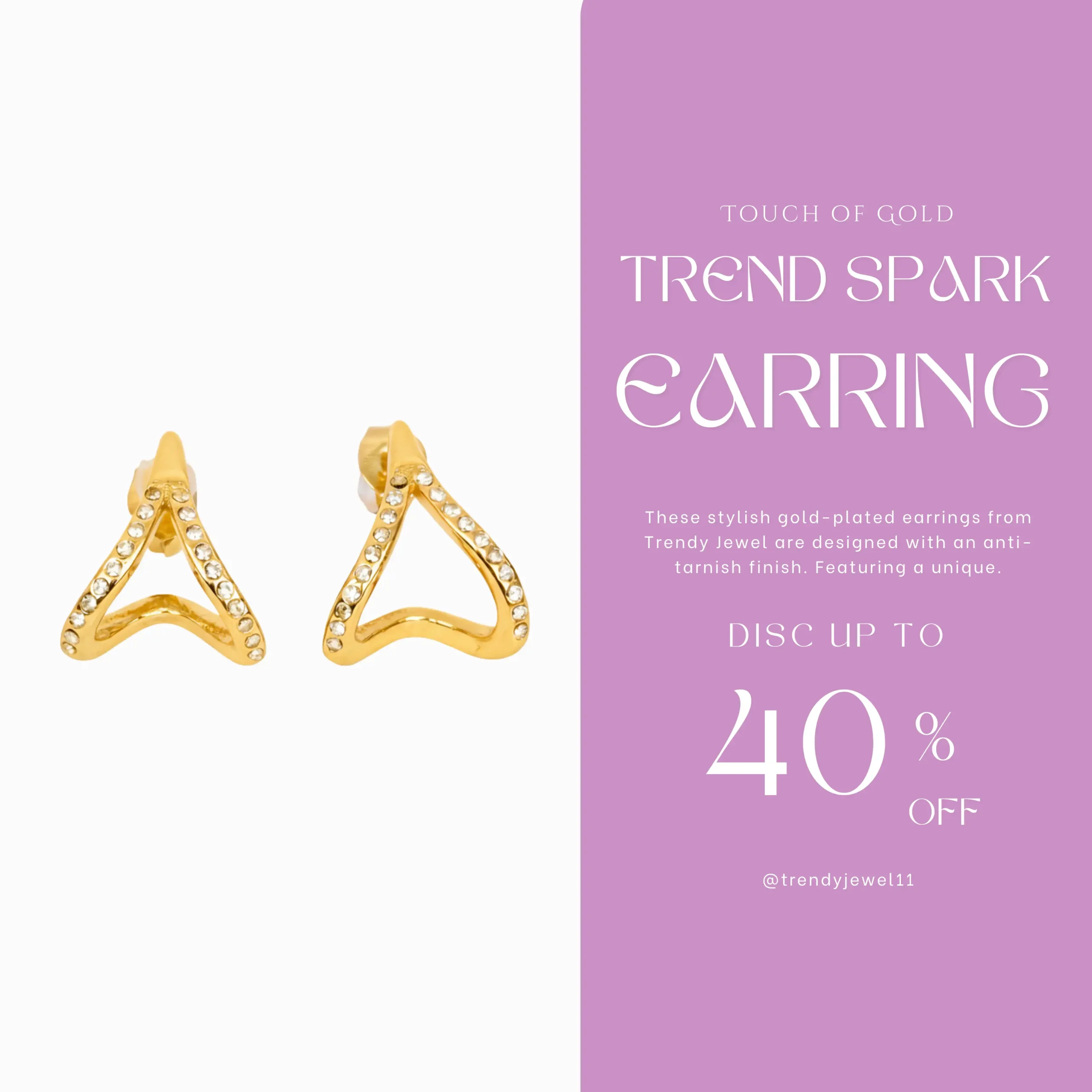 Minimalist Gold-Plated Earrings View 2 - Trendy Jewel