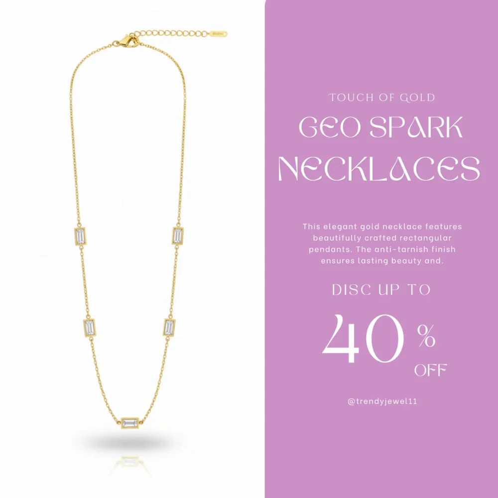 Trendy Jewel | Anti-Tarnish Gold Necklace | Elegant Rectangular Pendant | Premium Jewelry