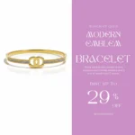 Gold Plated Emblem Bangle Bracelet | Trendy Jewel | Anti-Tarnish Jewellery for Women | CZ Stone Detailing
