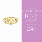 Gold Plated Emblem Cut-Out Ring | Trendy Jewel | Anti-Tarnish Jewellery for Women | Clover Side Motifs