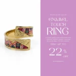 Gold Plated Adjustable Enamel Wrap Ring | Trendy Jewel | Anti-Tarnish Jewellery for Women | Textured Artistic Design