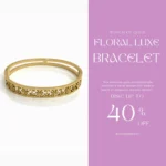 Gold Plated Floral Design Bangle | Trendy Jewel | Anti-Tarnish Jewellery for Women