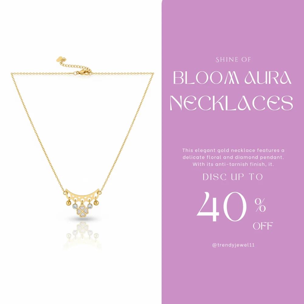 Trendy Jewel | Anti-Tarnish Gold Necklace | Floral and Diamond Pendant | Premium Jewelry