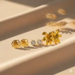 Gold Plated Flower & Crystal Earrings Set | Trendy Jewel | Anti-Tarnish Jewellery for Women