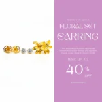 Gold Plated Flower & Crystal Earrings Set | Trendy Jewel | Anti-Tarnish Jewellery for Women